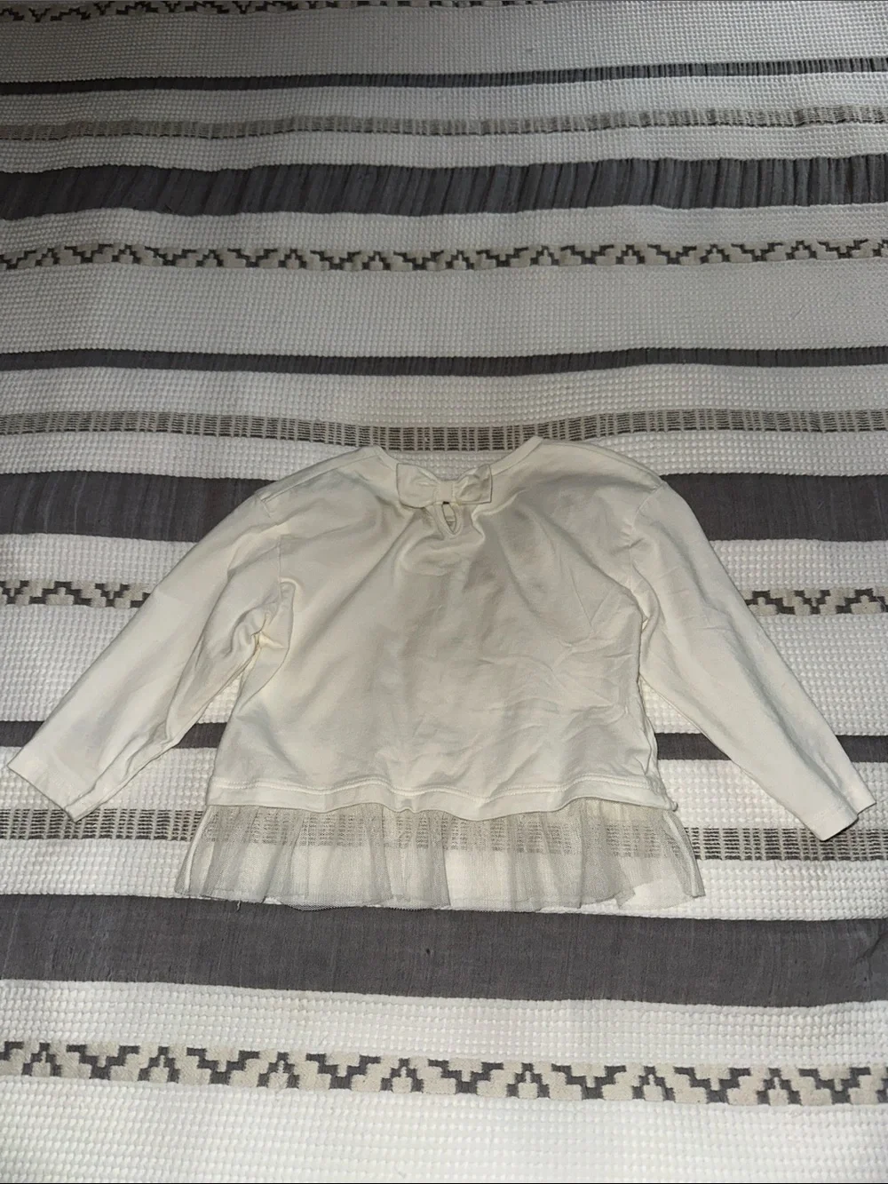Carter's Cream Long Sleeve Top with Mouse and Tulle Hem
